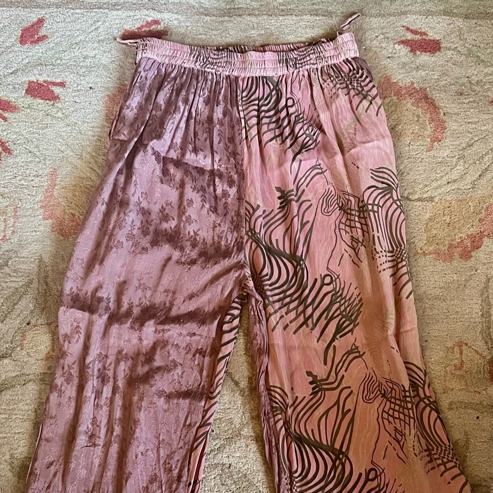 Chic Women's Pink and Brown Wide Leg Pants